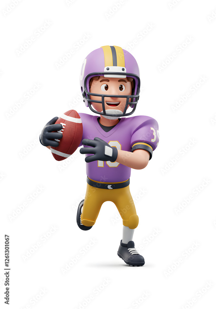 american football player running. Illustration 3d isolated white background american football player running. Illustration 3d isolated white background