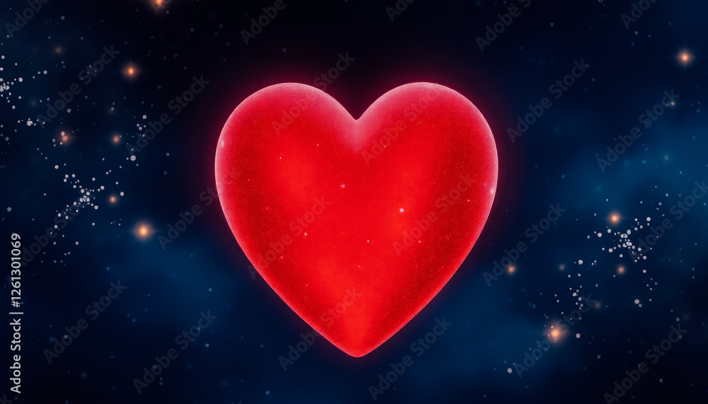 A surreal red heart glowing in deep space, surrounded by shining stars, symbolizing cosmic love and romance A surreal red heart glowing in deep space, surrounded by shining stars, symbolizing cosmic love and romance