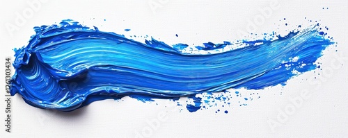 A bold brush stroke of blue paint splashed across a white background, ideal for artistic and creative projects.