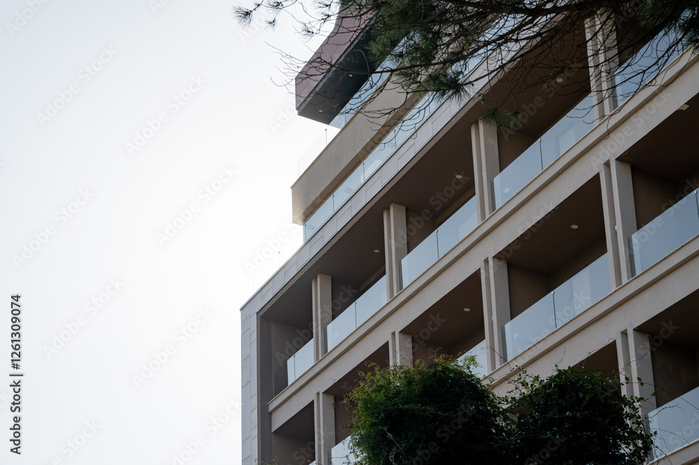 Facade of modern hotel with balcons. Facade of modern hotel with balcons.