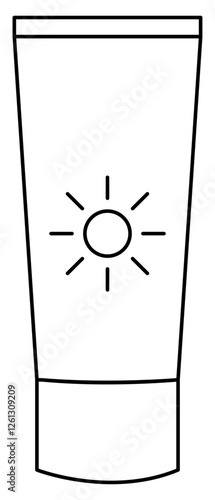 Black Outline Sunscreen Packaging Icon for Beauty Products