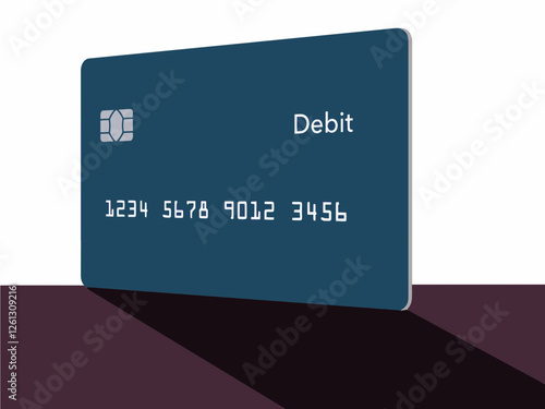 Here is a  debit card casting a long shadow in this a vector illustration.