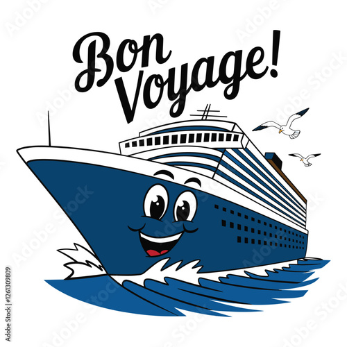 Bon Voyage T Shirt Design A Smiley Cruise Ship
