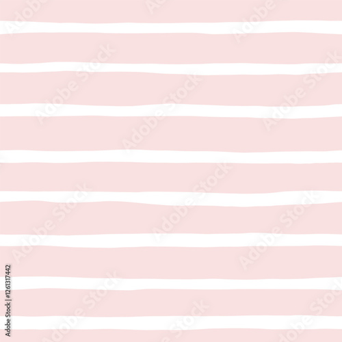 Pink striped pattern, girly stripe seamless background, cute pastel wavy lines. Vector stripes, baby hand draw doodle lines backdrop