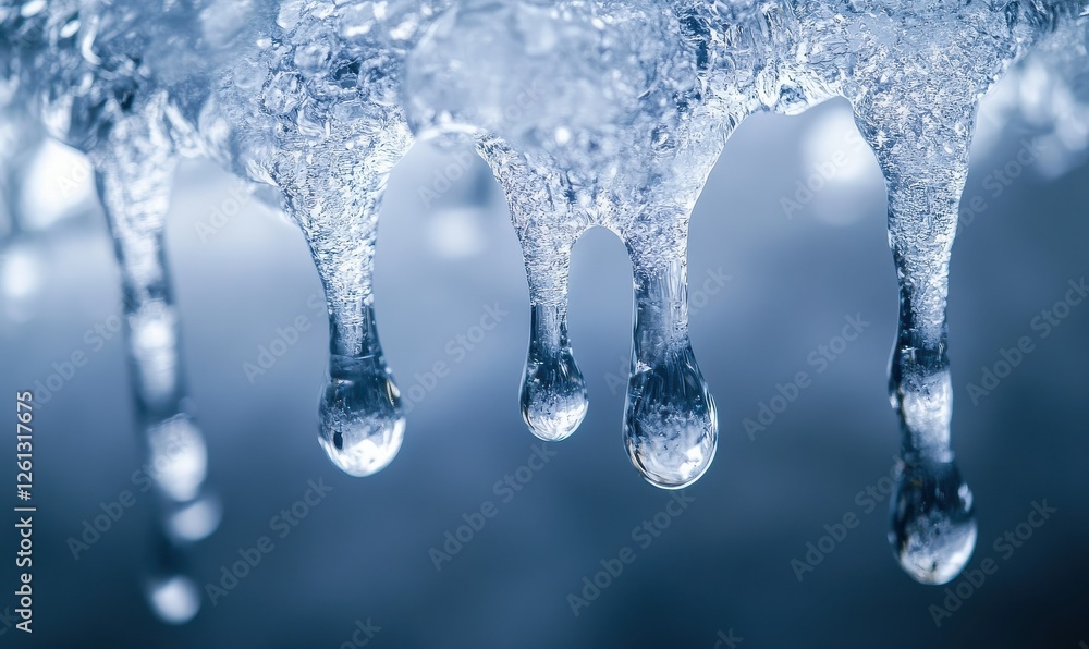A close-up of a melting glacier with water dripping, symbolizing the rapid melting of polar ice, Melting glacier, global warming A close-up of a melting glacier with water dripping, symbolizing the rapid melting of polar ice, Melting glacier, global warming