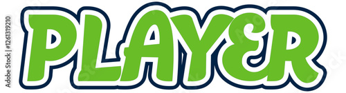 Player - Navy blue and neon green football player helmet, sport vector graphics, hockey, for street art - graffiti lettering typography - art illustration - multicolor - writen -	
