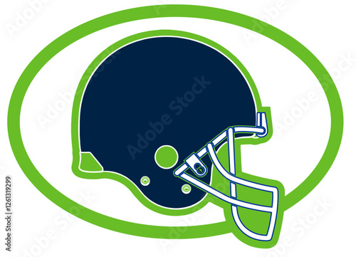 Navy blue and neon green football player helmet, sport vector graphics, hockey, for street art - graffiti lettering typography - art illustration - multicolor - writen -	
