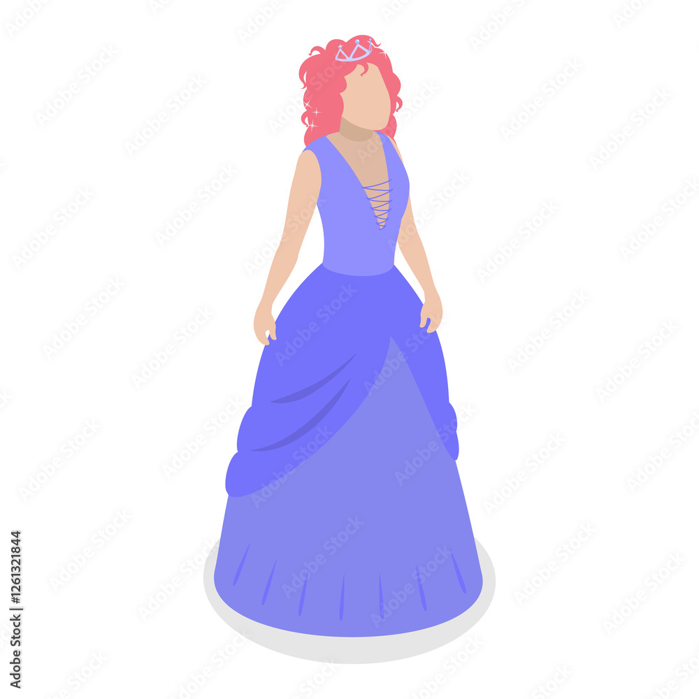 3D Isometric Flat Set of Princess Characters. Item 1 3D Isometric Flat Set of Princess Characters. Item 1