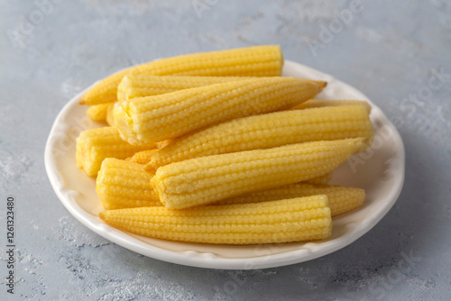 Baby corn pickles in a plate
