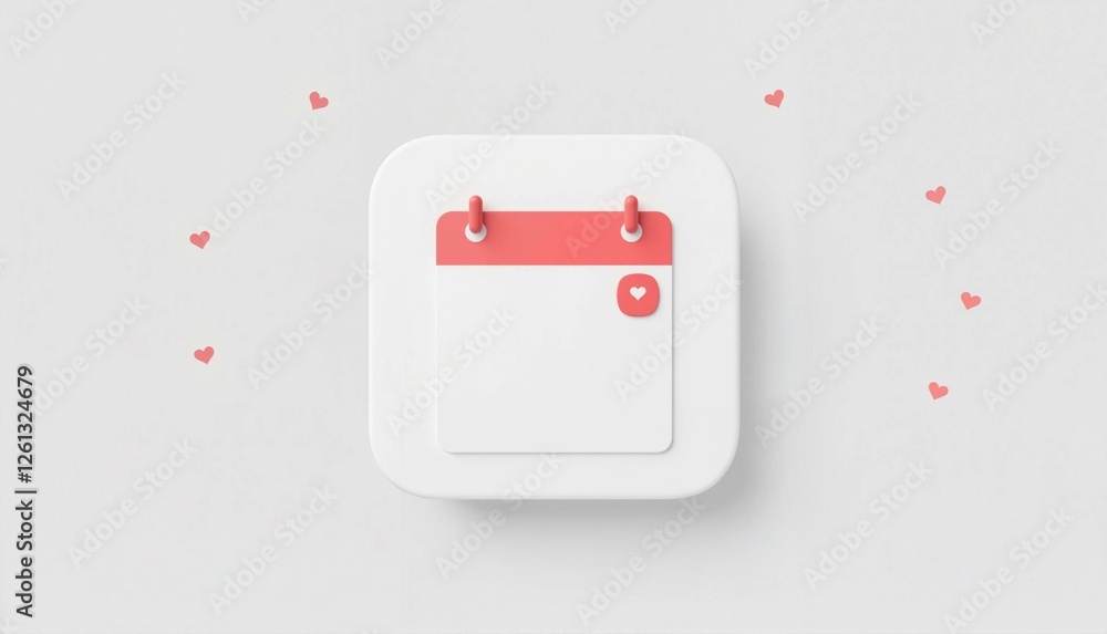 Calendar icon with hearts on a light background Calendar icon with hearts on a light background
