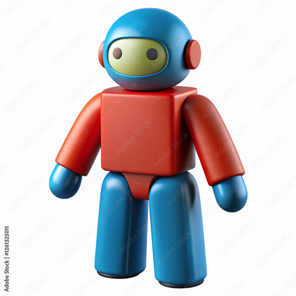Blue and Red Toy Robot Figurine with Rounded Design and Transparent Background for Digital Projects Blue and Red Toy Robot Figurine with Rounded Design and Transparent Background for Digital Projects