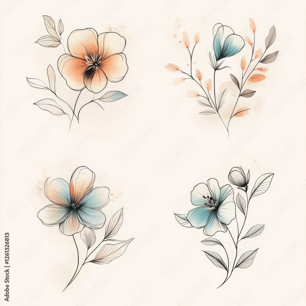 Obraz premium Elegant Floral Logo Collection for Branding and Marketing Projects
