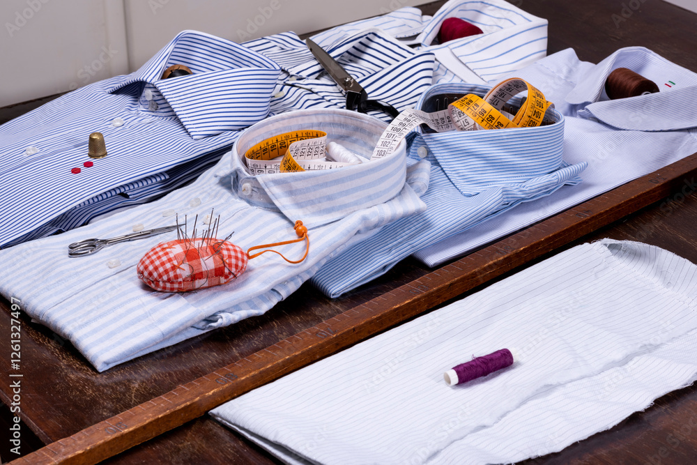 view of a tailored suit from a tailor in his studio