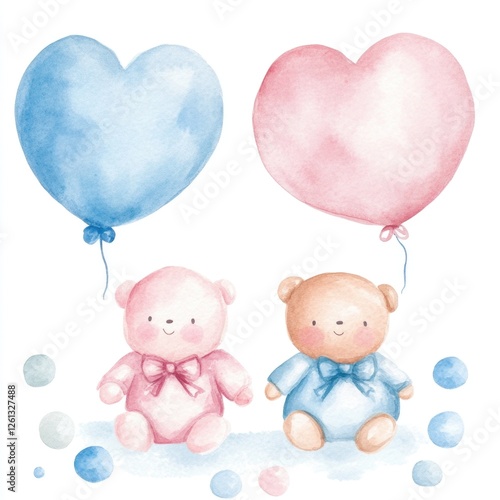 Teddy Bears Holding Balloons