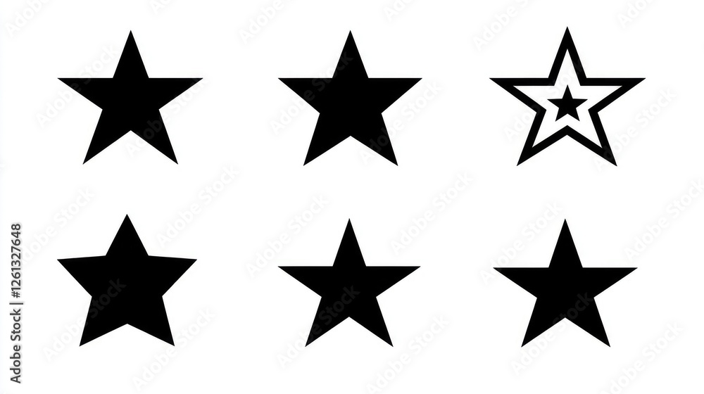 Obraz premium Flat Design Star Icons Set in Minimalist Vector Style for Digital Projects