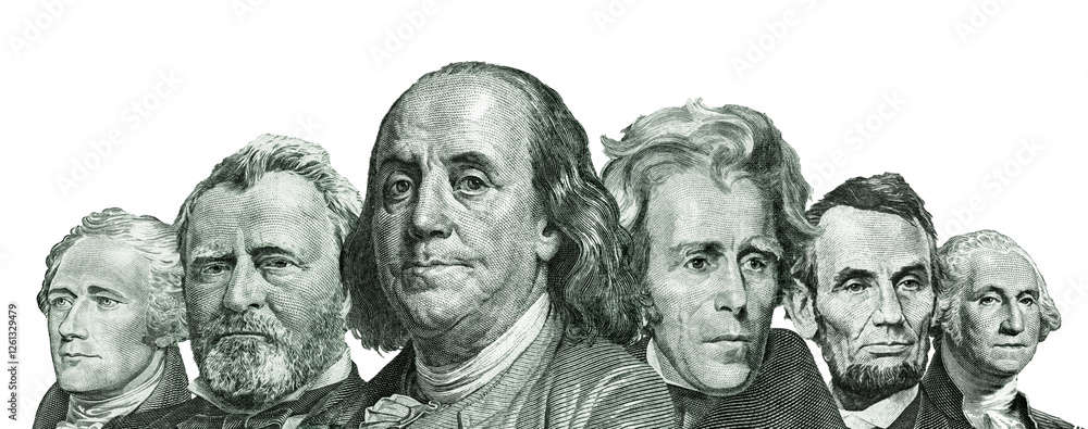 custom made wallpaper toronto digitalClose-up Of United States Paper Currency Presidents Isolated On White Background	