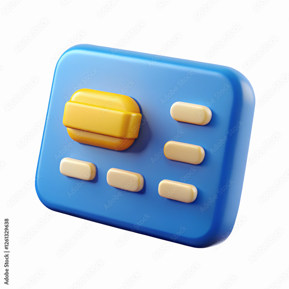 Blue and Yellow 3D Toggle Button Icon with Minimalist Design on Transparent Background for UI Elements Blue and Yellow 3D Toggle Button Icon with Minimalist Design on Transparent Background for UI Elements