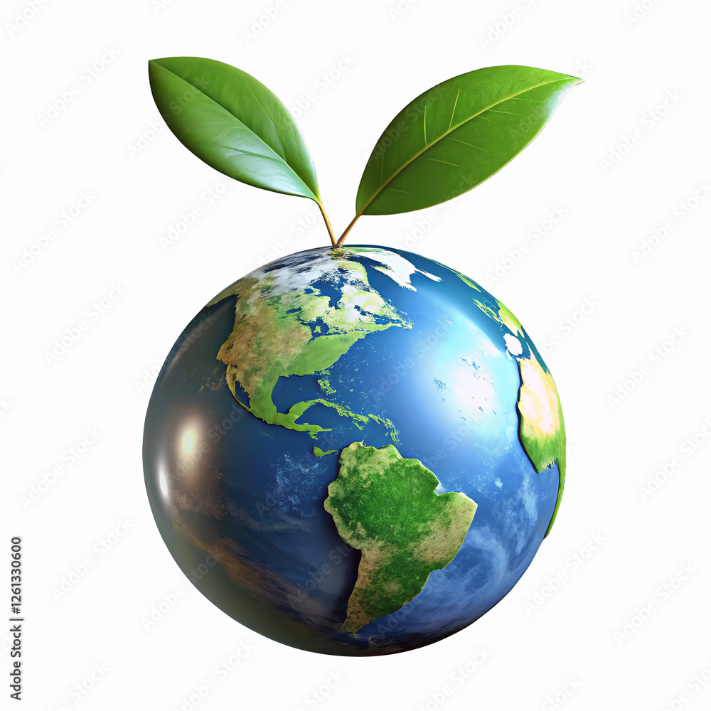 Earth with Green Leaves Concept of Sustainability Growth Environment and Planetary Conservation Earth with Green Leaves Concept of Sustainability Growth Environment and Planetary Conservation