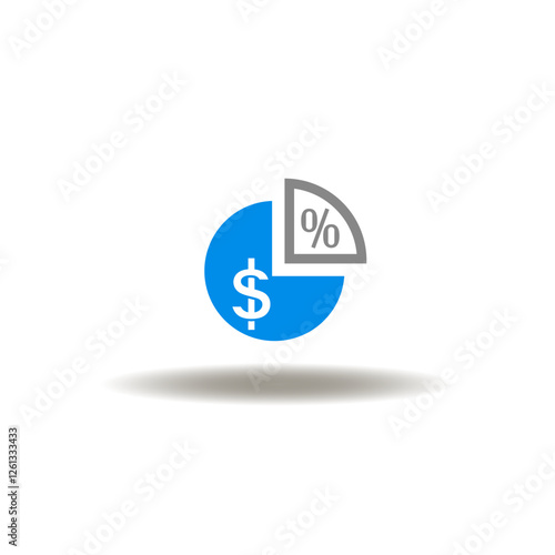 Vector illustration of diagram with dollar and percent sign. Symbol of profit margin.