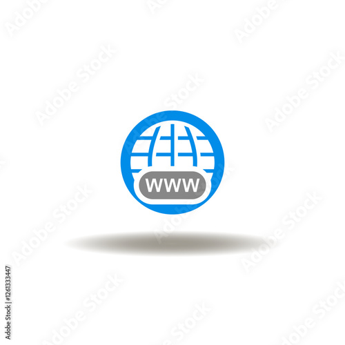 Vector illustration of earth globe and WWW. Icon of secure internet. Pictogram of https web technology. Symbol of domain.
