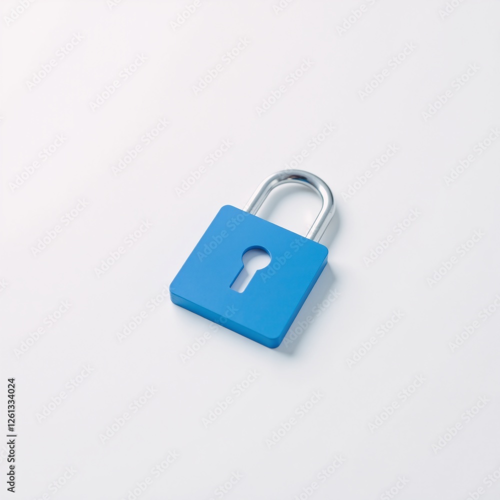 Lock icon in blue on white background symbolizes online safety data privacy in contemporary vector design Lock icon in blue on white background symbolizes online safety data privacy in contemporary vector design