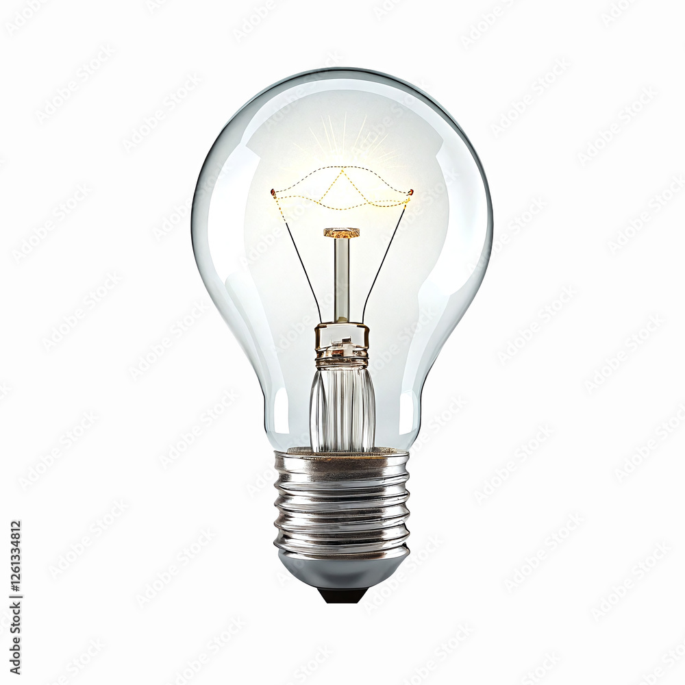 Transparent Glass Light Bulb with Metal Base Isolated for Energy and Innovation Concepts Transparent Glass Light Bulb with Metal Base Isolated for Energy and Innovation Concepts