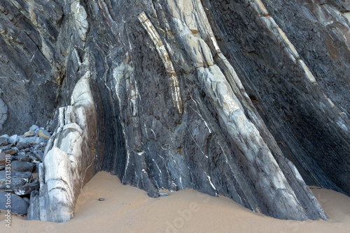 Landscape of a Rock Surface flysch with Natural Texture in the Barrika beach. Vizcaya, Basque country, Spain photo