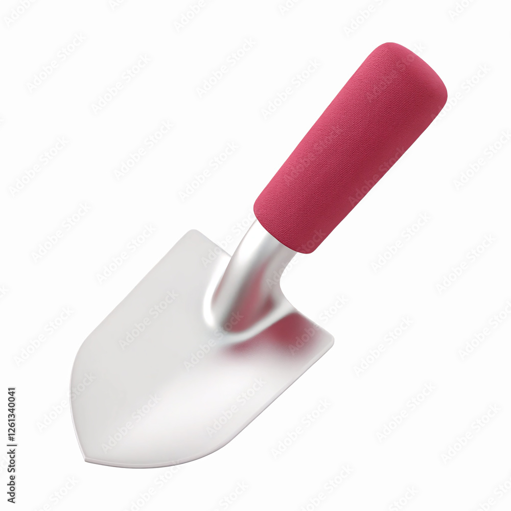 Small Silver Gardening Hand Trowel with Red Handle for Planting and Soil Digging on Transparent Background Small Silver Gardening Hand Trowel with Red Handle for Planting and Soil Digging on Transparent Background