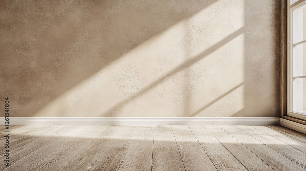 A corner of a modern room with natural sunlight casting shadows on the floor, showcasing the warm ambiance created by soft light and the calm atmosphere of the space. A corner of a modern room with natural sunlight casting shadows on the floor, showcasing the warm ambiance created by soft light and the calm atmosphere of the space.