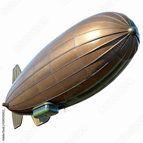 Vintage Copper Airship Isolated with Detailed Design and Transparent Background for Retro Concepts