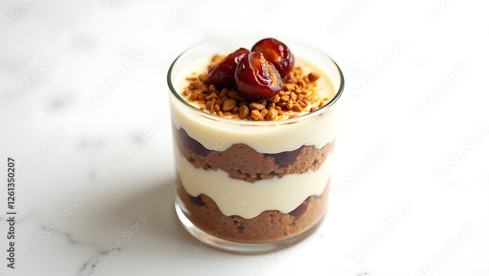 Decadent dessert with layers of chocolate, cream, and crunchy topping Decadent dessert with layers of chocolate, cream, and crunchy topping