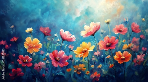 Wallpaper Mural Colorful Flower Garden Bursting With Vibrant Blooms Under a Bright Sky Torontodigital.ca