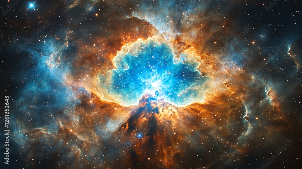 Obraz premium Stunning View of a Nebula Showcasing Vibrant Colors and Intricate Gas Formations Against a Backdrop of Distant Stars