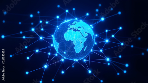 A glowing blue globe represents our interconnected world