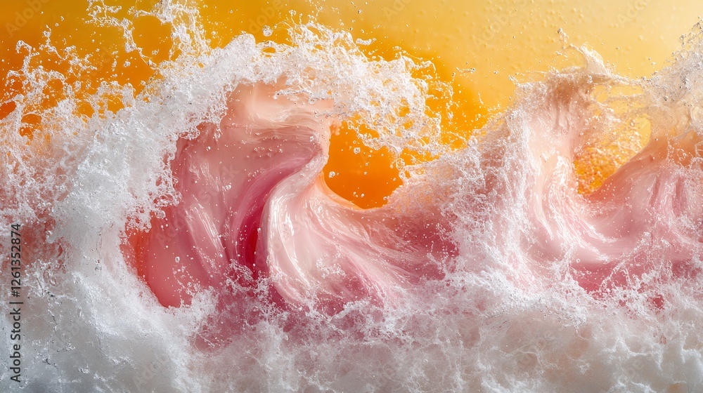 Fototapeta premium Waves Crashing With Vibrant Colors at Sunset Creating a Beautiful Natural Spectacle Along the Shoreline