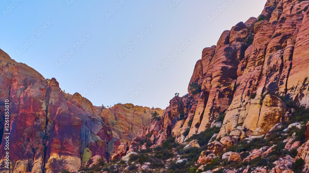 Aerial of Red Rock Canyon's Vibrant Cliffs in Nevada
