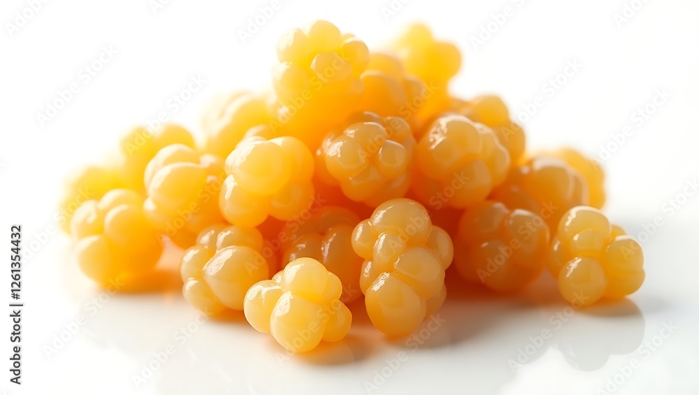 Yellow gummy candies shaped like fruit on a clean surface Yellow gummy candies shaped like fruit on a clean surface