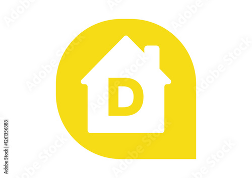 Speech Bubble Yellow D Classification Home Energy Efficiency Scale Sustainability Economy