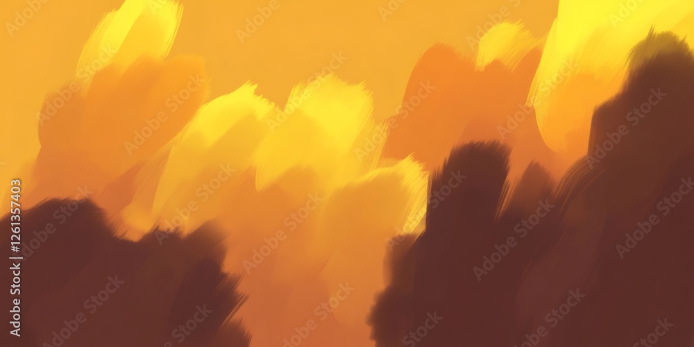 Abstract painting of a golden cloudscape, evoking a sense of warmth and tranquility Abstract painting of a golden cloudscape, evoking a sense of warmth and tranquility