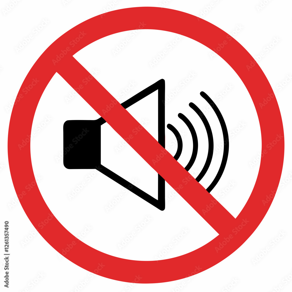 Sign prohibiting loud noises with a clear message on a white background Sign prohibiting loud noises with a clear message on a white background