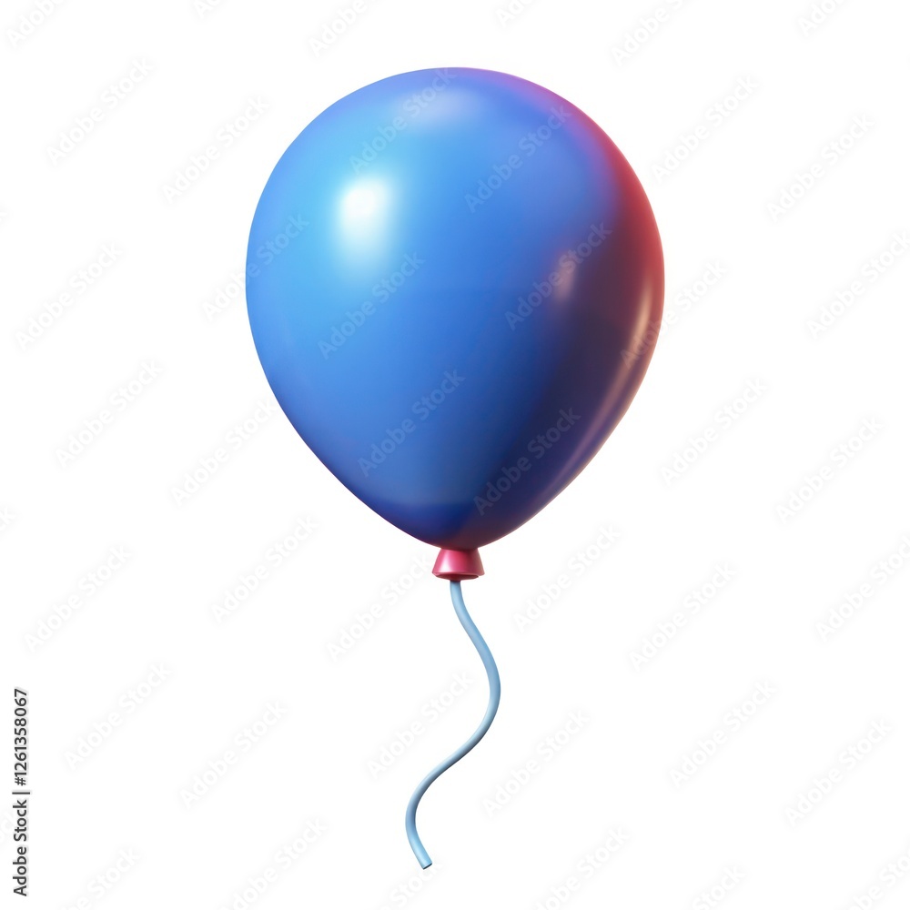 Blue Balloon Floating Against a White Background with a Thin String Blue Balloon Floating Against a White Background with a Thin String