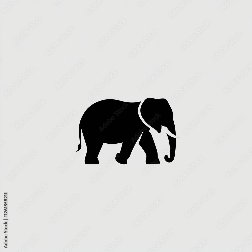 Obraz premium Elephant Silhouette Walking Gracefully with a Curved Trunk