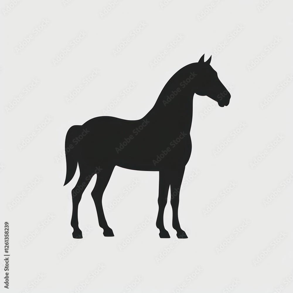 Fototapeta premium Strong Horse Silhouette Standing Proudly in Profile View