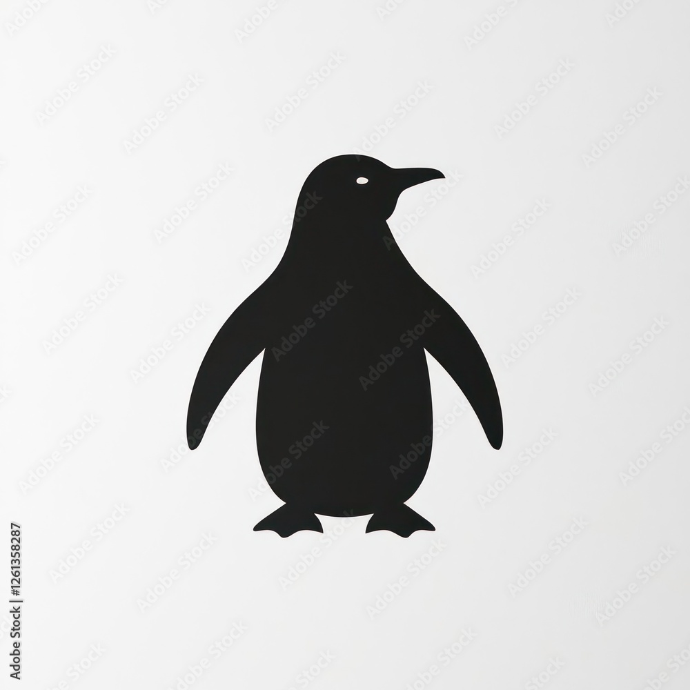 Obraz premium Penguin Silhouette Standing Upright with Flippers Out