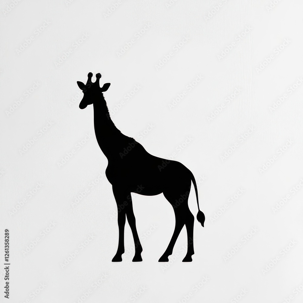 Fototapeta premium Tall Giraffe Silhouette Standing Gracefully in Side View