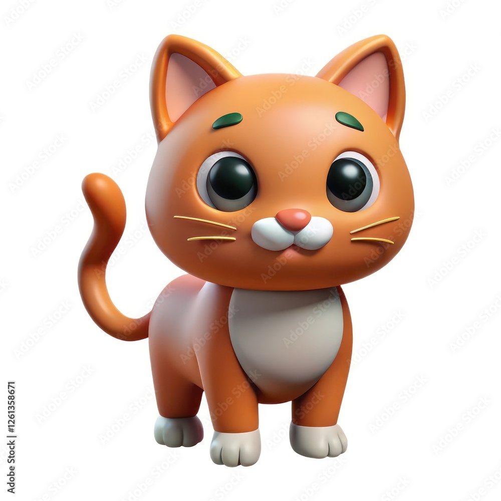 Cute Cartoon Cat 3D Illustration Sitting Cute Cartoon Cat 3D Illustration Sitting