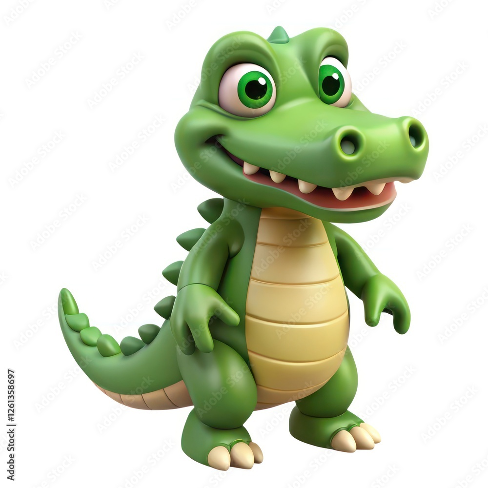 Fototapeta premium 3D Cartoon Crocodile Illustration Smiling