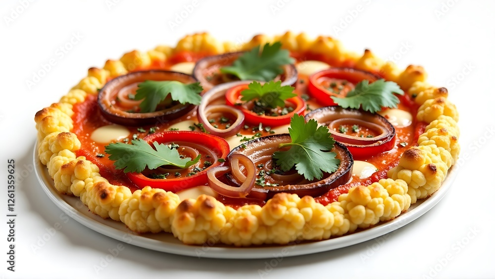 Tasty pizza with colorful toppings and a crispy cheese crust Tasty pizza with colorful toppings and a crispy cheese crust
