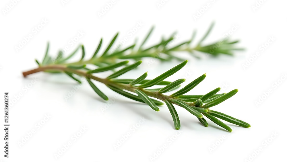 Fresh rosemary sprig showcasing lush green needles for culinary use Fresh rosemary sprig showcasing lush green needles for culinary use