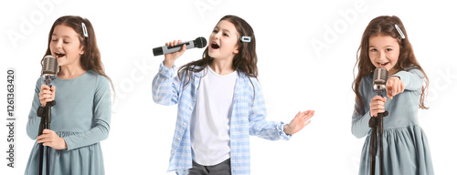 Set of singing little girl ...